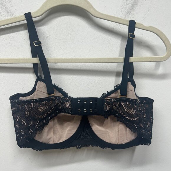 Soma Lace Balconette Bra 32DDD Black Unlined Adjustable Straps Hook Closure - Picture 4 of 6